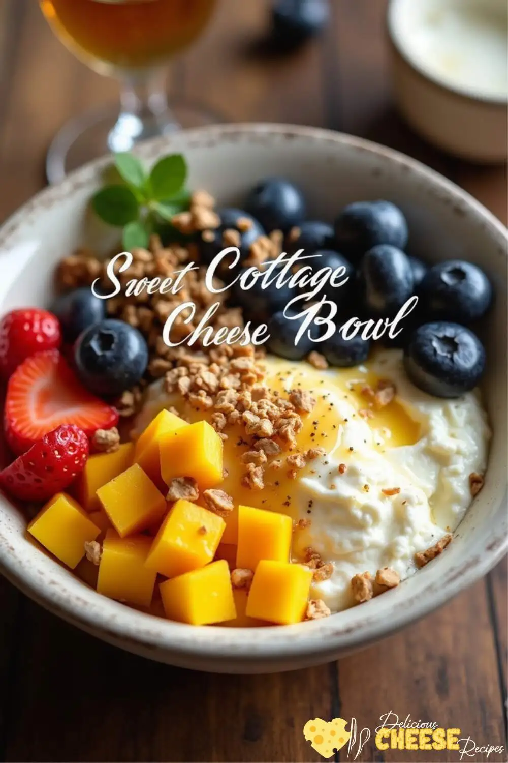 What to eat with cottage cheese: A nutritious bowl of cottage cheese, fresh fruits, nuts, and honey, ideal for breakfast or snacks.