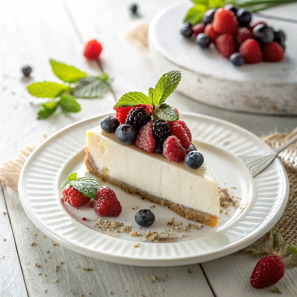 Slice of cheesecake with fresh berries