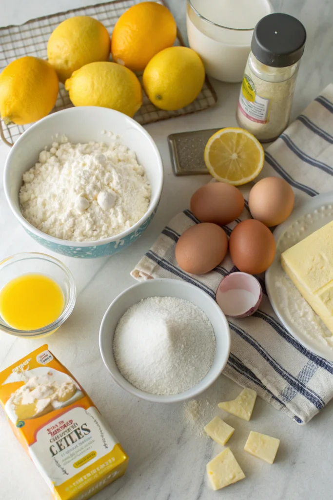 A deliciously moist lemon cream cheese dump cake topped with light golden crust