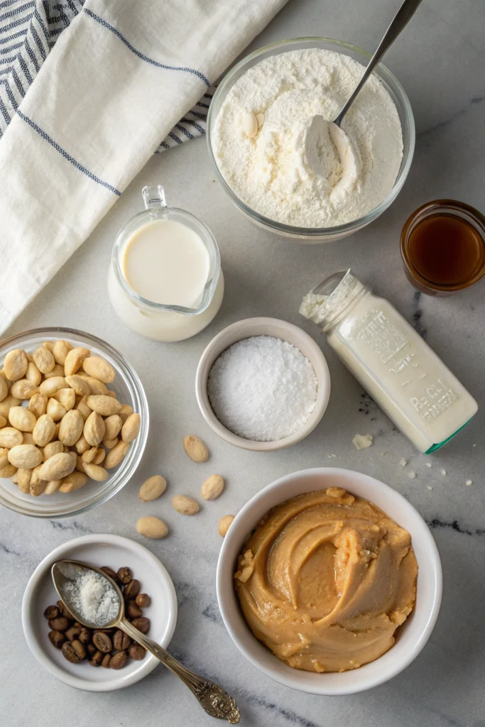 A creamy peanut butter cream cheese frosting atop a moist chocolate cake